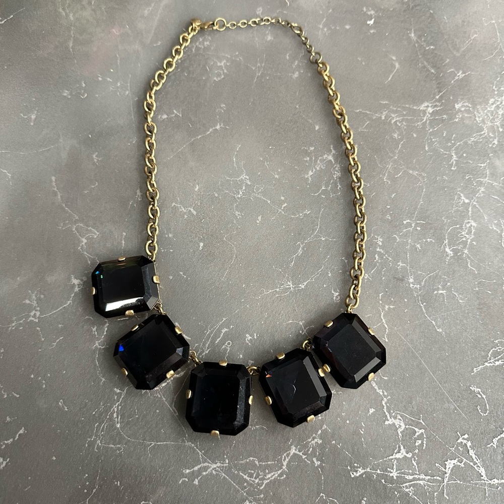 J Crew gold and navy blue necklace